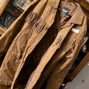 Mens leather fringe jacket